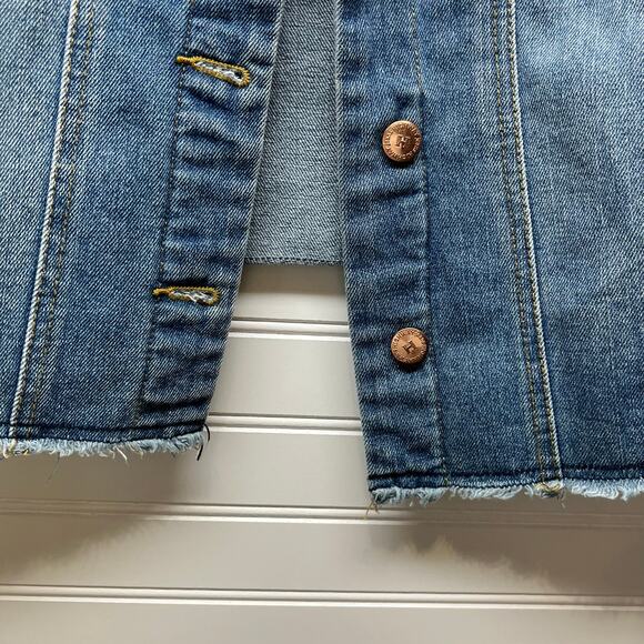Hwy Jeans Embellished Denim Distressed Trucker Jacket Size XL - Picture 6 of 12